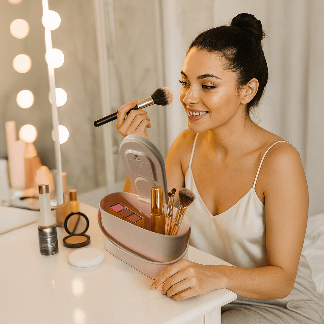 GLAMBOX - Praktische Make - up Box mit LED - Licht für Styling unterwegs
